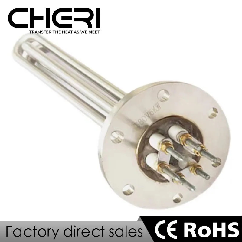 3kw 6kw 9kw 220V 380V Elettrico in acciaio inossidabile con flangia Elemento riscaldante Caldaia ad acqua Riscaldatore tubolare Tappo a vite Riscaldatore ad immersione